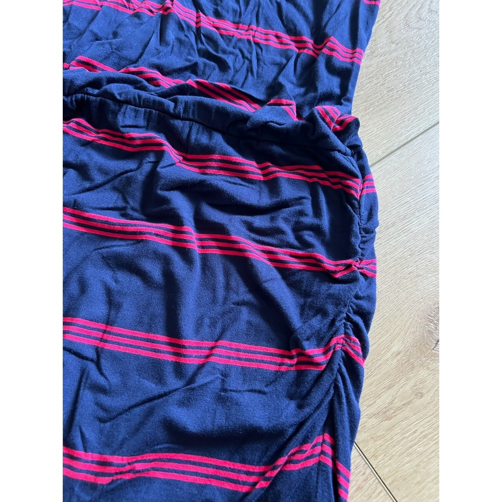 Halogen Navy Pink Stripe Racerback Tank Dress XS Ruched Side Casual - Picture 3 of 5